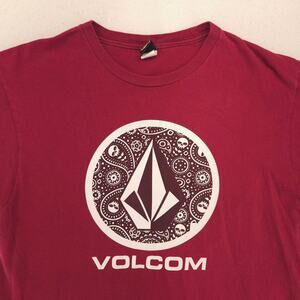 Volcom Crew Neck Short Sleeve Graphic T Shirt Mens Size Large L Maroon